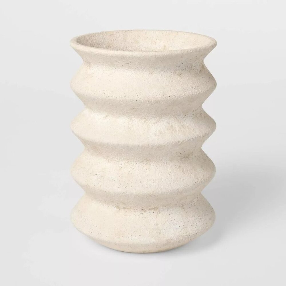 Earthenware Ribbed Vase‎ Heathered White - Threshold Studio McGee, Target 2025